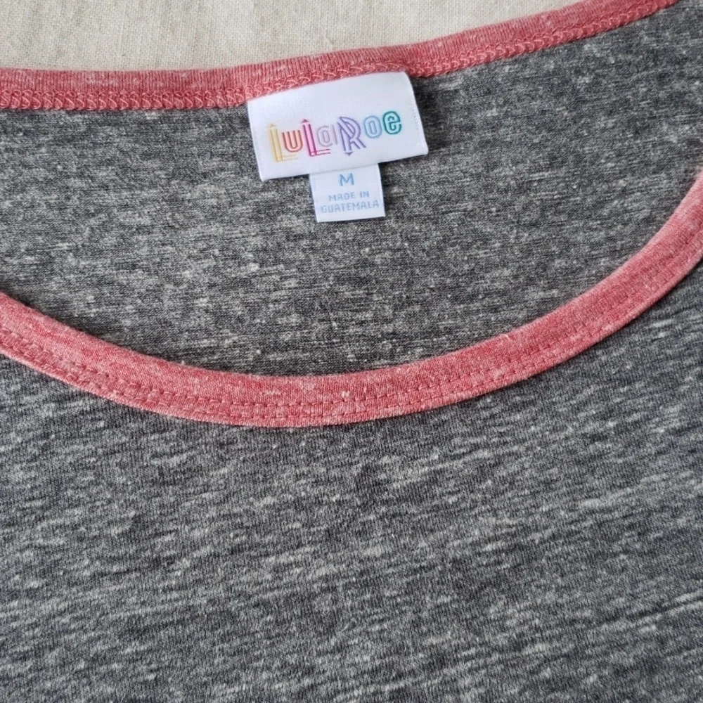 NEW Lularoe Heathered Julia Midi Dress Ringer‎ M Grey Pink NWT
